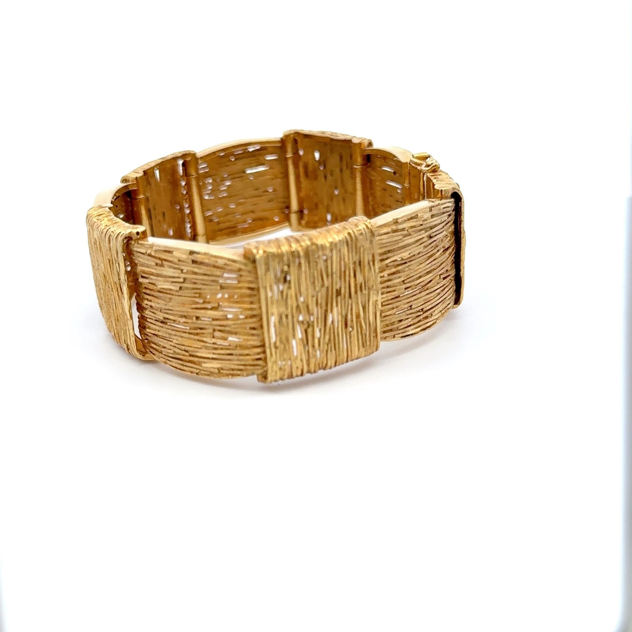 Bracciale A Link in oro giallo 18 carati con motivo a scatola 76,1 grammi in vendita 3