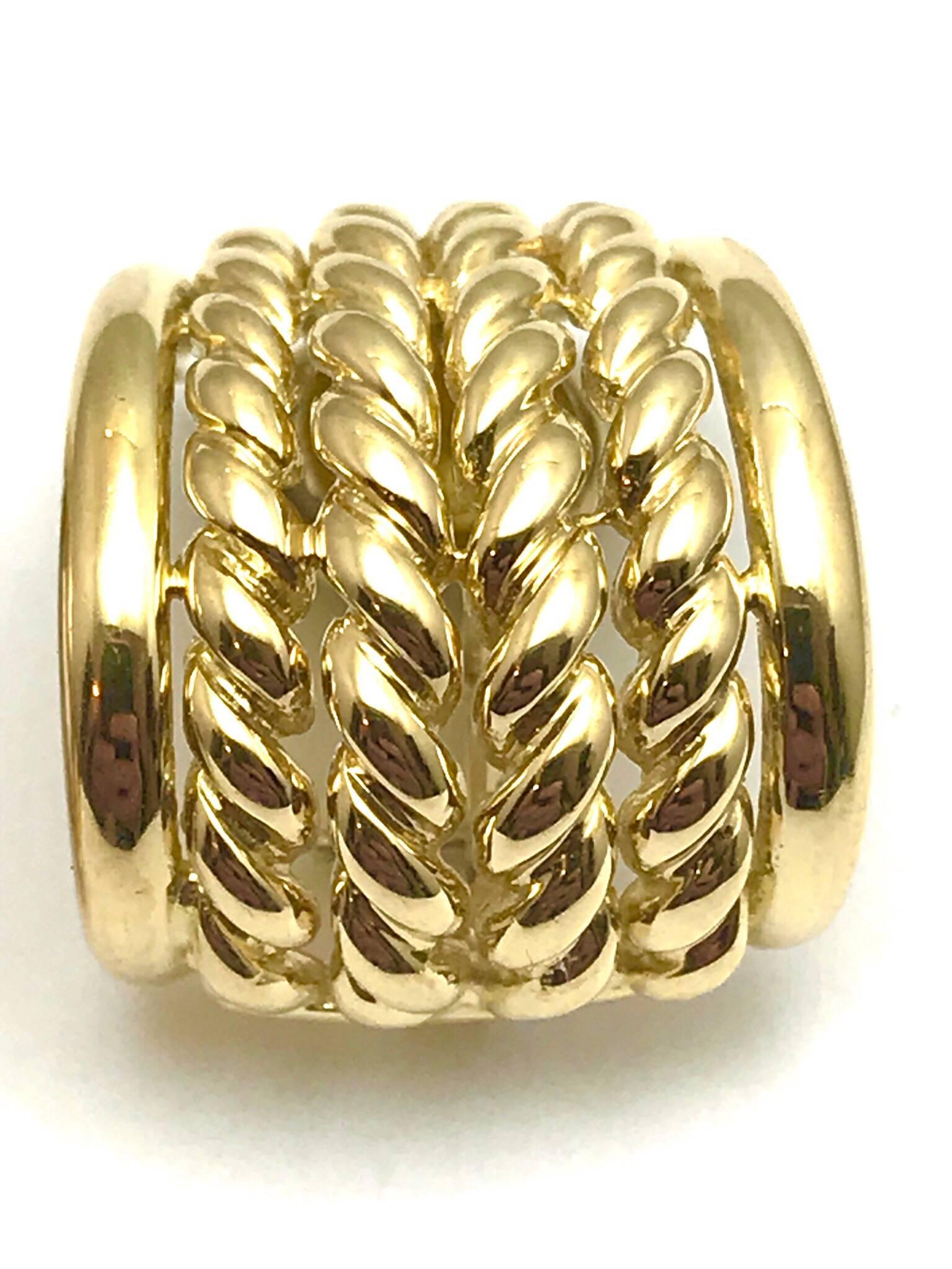 Women's 18 Karat Yellow Gold Basket Weave Drop Clip-On Earrings