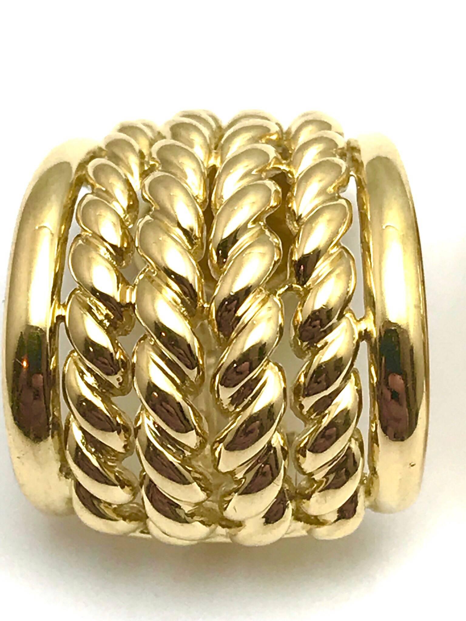 18 Karat Yellow Gold Basket Weave Drop Clip-On Earrings 1