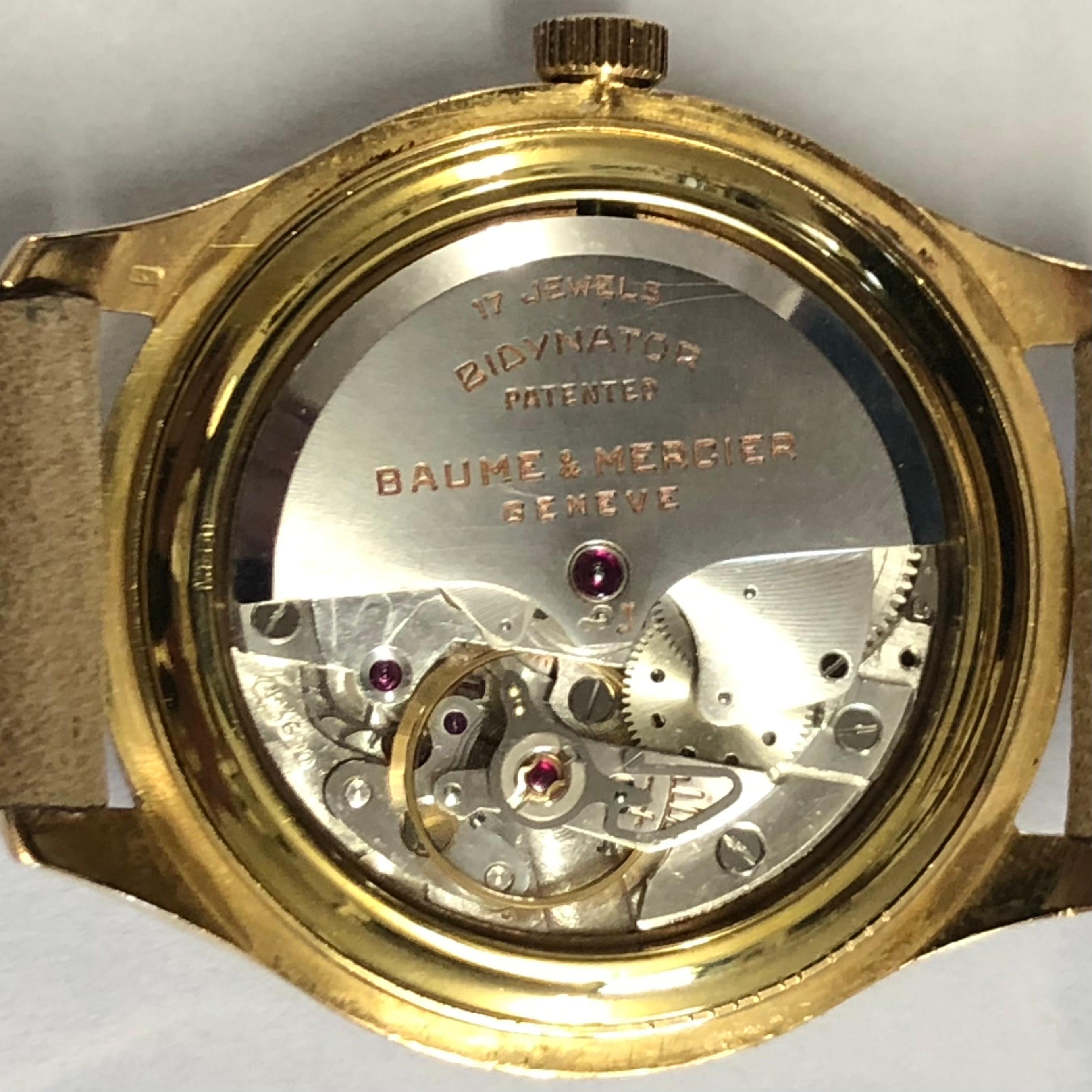 18 Karat Yellow Gold Baume & Mercier Automatic Incabloc Watch 1
