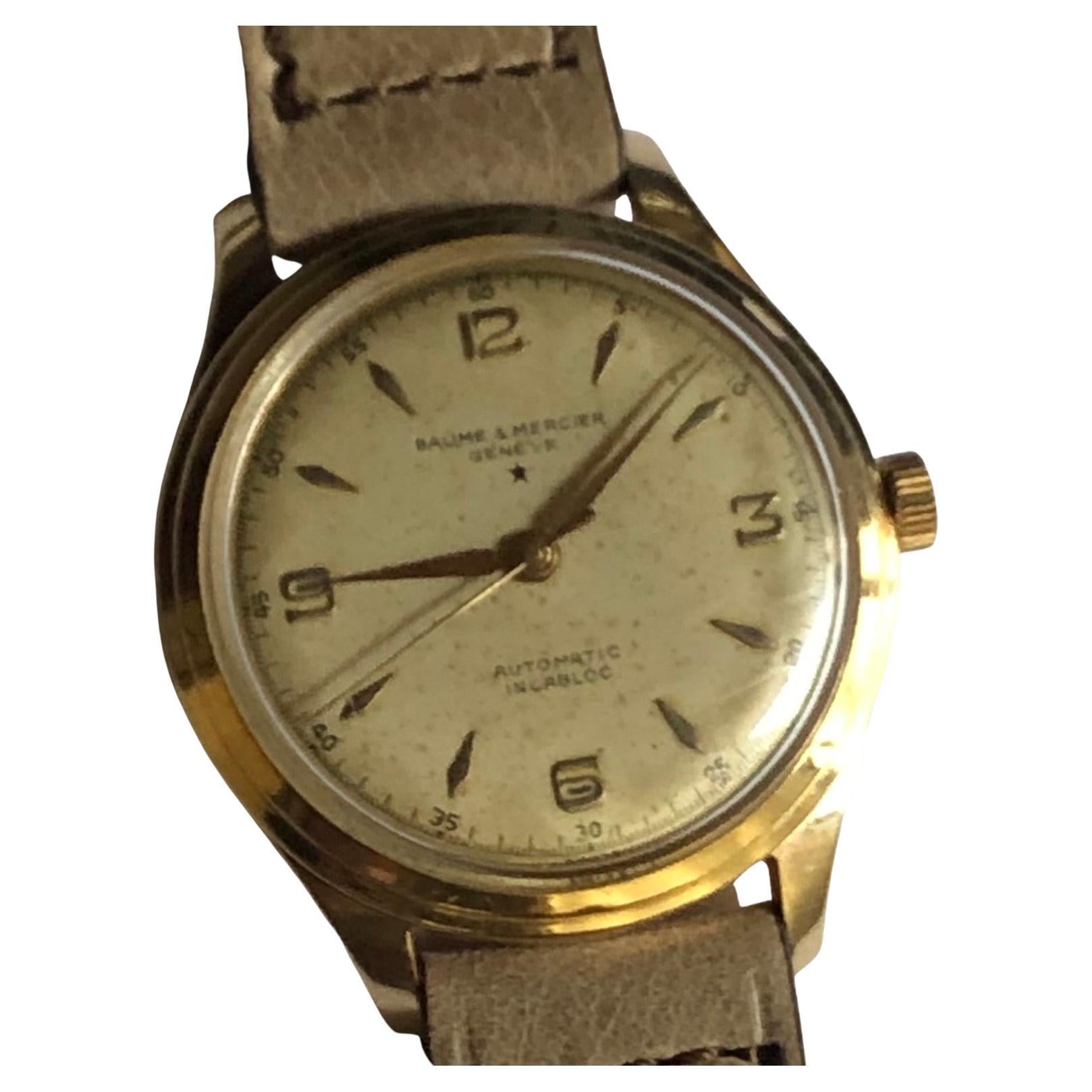 18 Karat Yellow Gold Baume & Mercier Automatic Incabloc Watch