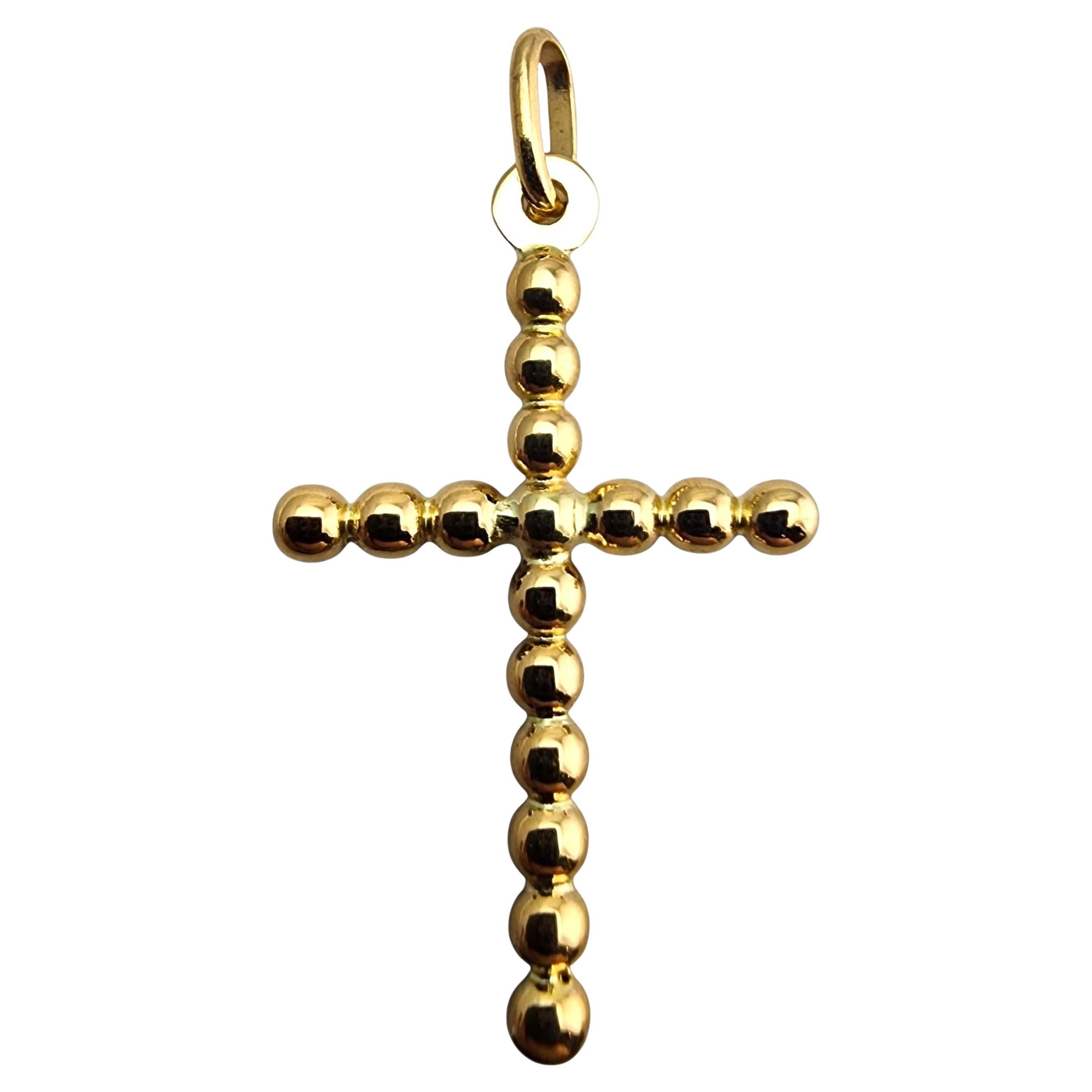 18 Karat Yellow Gold Bead Design Cross Pendant #23901