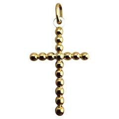 18 Karat Yellow Gold Bead Design Cross Pendant #23901