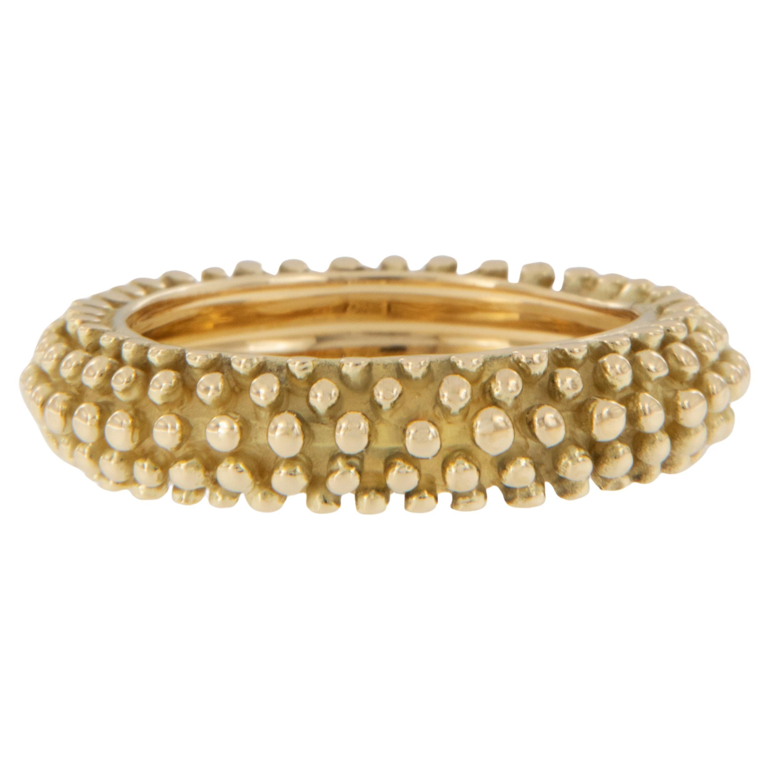 18 Karat Yellow Gold Beaded Band Ring  For Sale