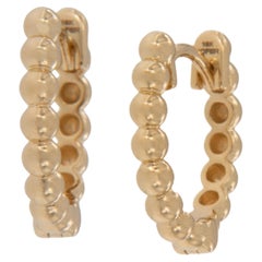 18 Karat Gelbgold Perlenbesetzte Mini-Reifen-Ohrringe 