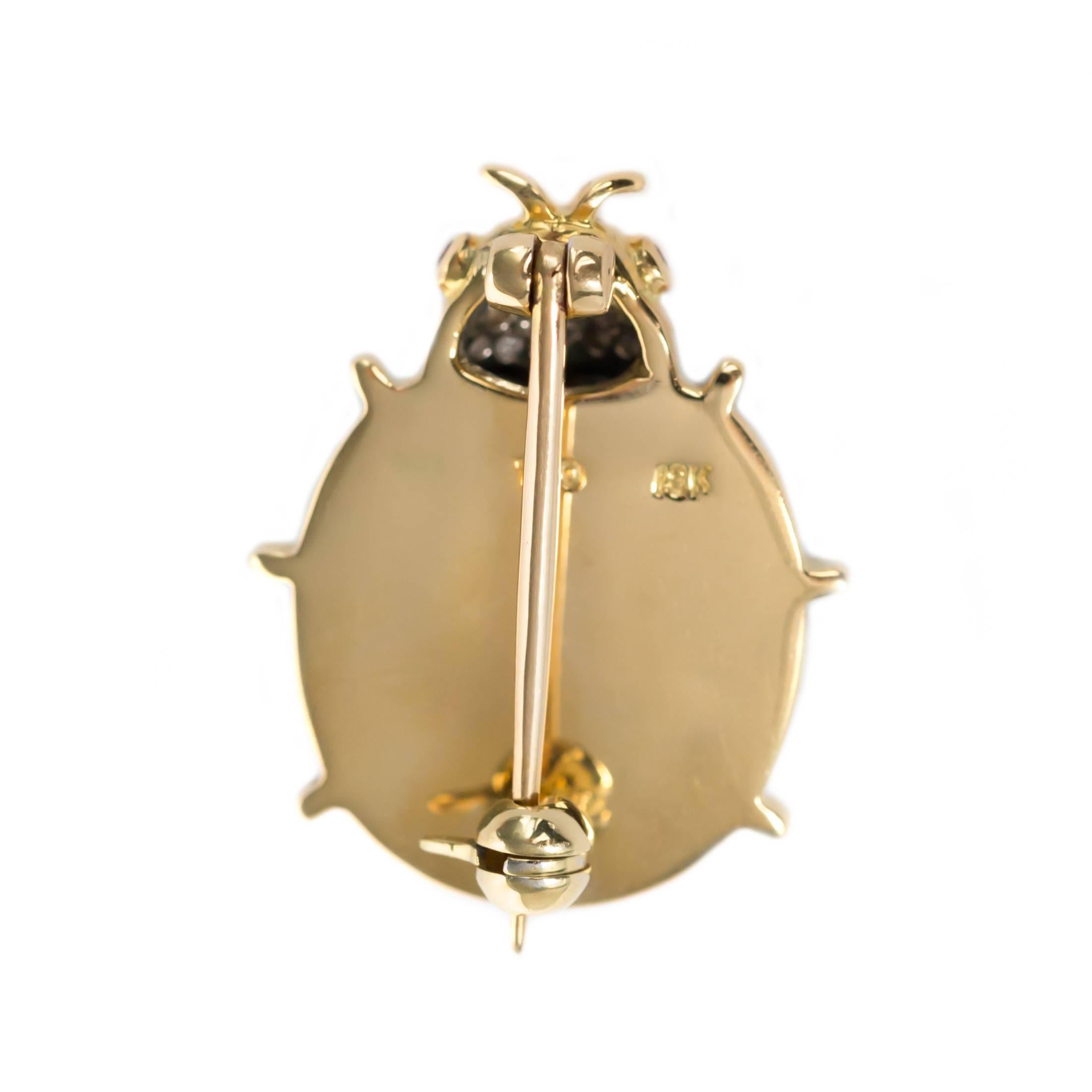 Women's or Men's 18 Karat Yellow Gold Beetle Pin