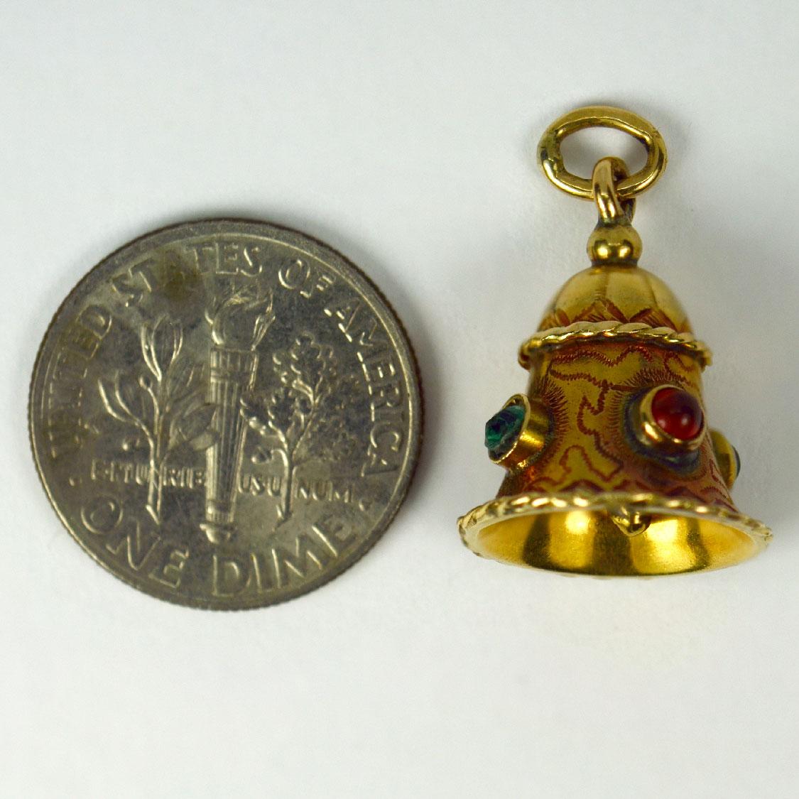 Pendentif breloque en forme de cloche en or jaune 18 carats en vente 2