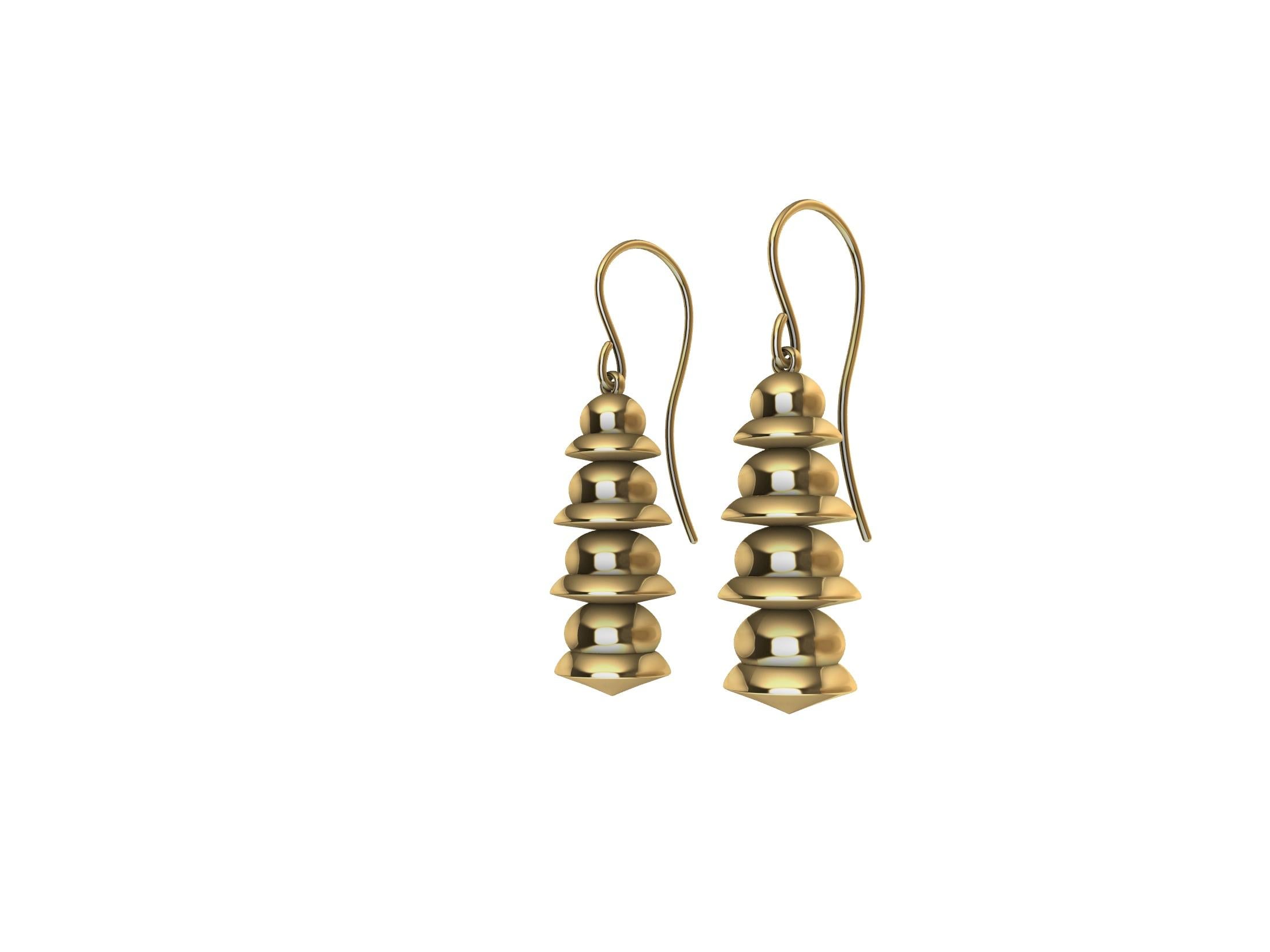 Contemporary 14 Karat Yellow Gold Bells Dangle Earrings For Sale