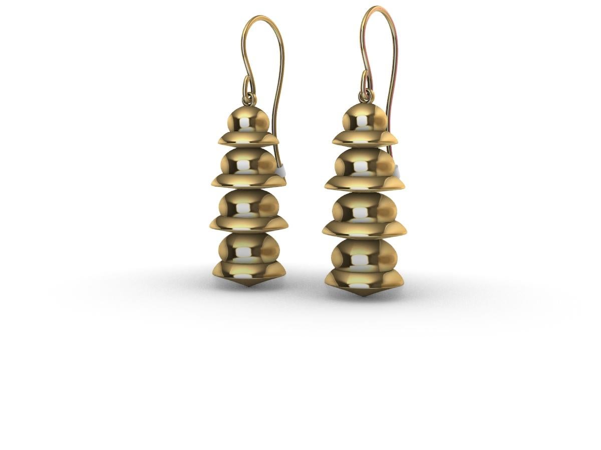 14 Karat Yellow Gold Bells Dangle Earrings For Sale 1