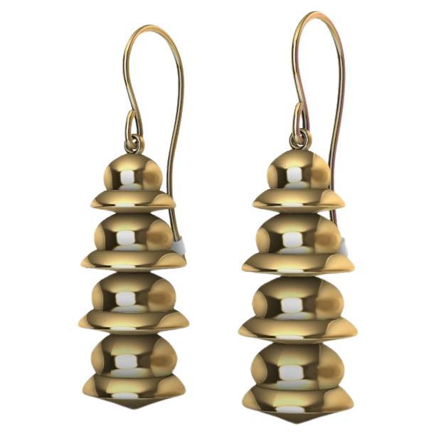 14 Karat Yellow Gold Bells Dangle Earrings For Sale