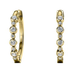 18 Karat Yellow Gold Bezel Hoop Diamond Earrings 
1/3 Carat
