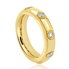 18 Karat Yellow Gold Bezel Set Diamond Band