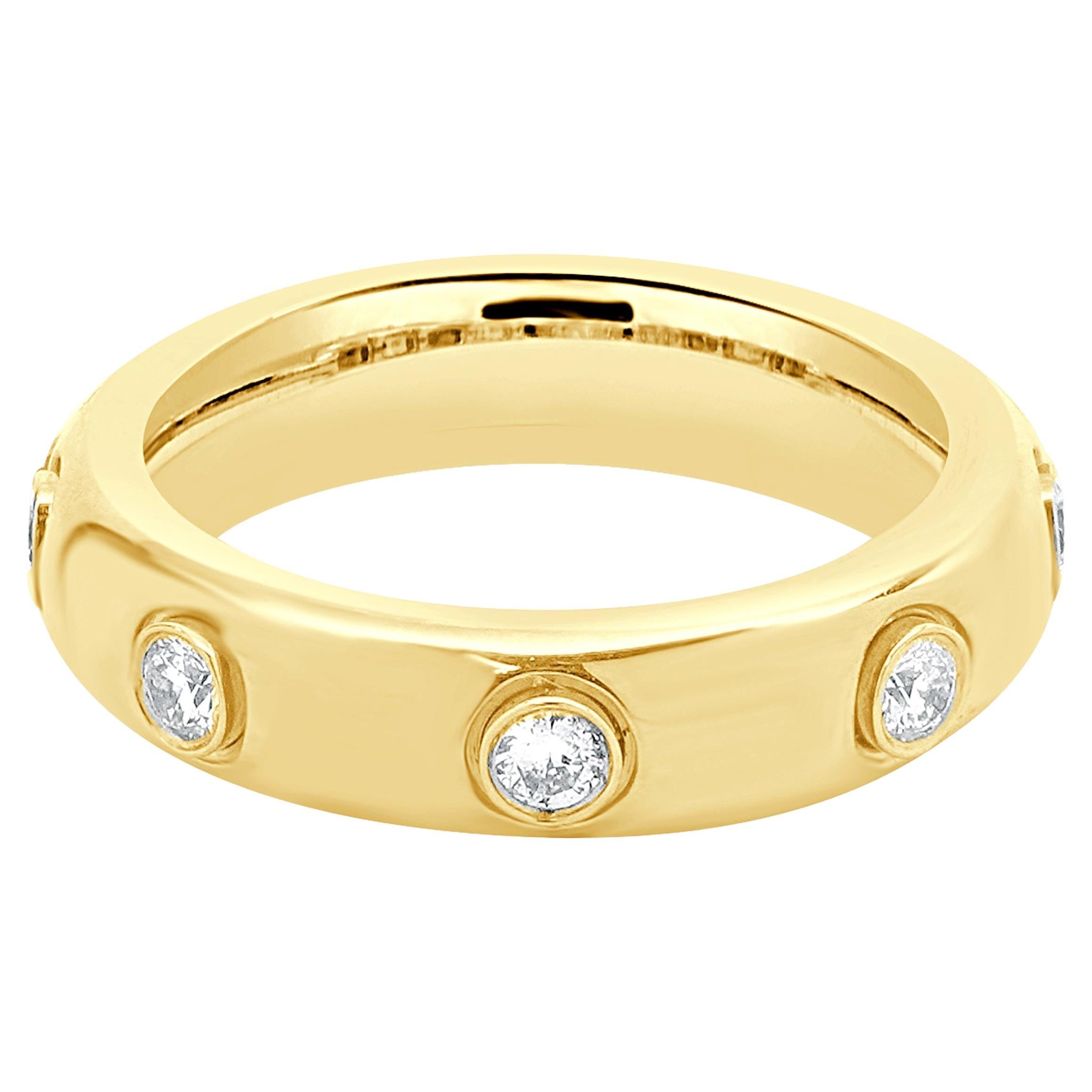 18 Karat Yellow Gold Bezel Set Diamond Band