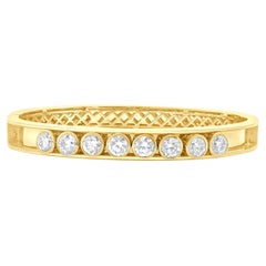 18 Karat Yellow Gold Bezel Set Diamond Slide Bangle Bracelet