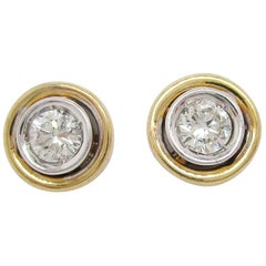 18 Karat Yellow Gold Bezel Set Diamond Stud Earrings