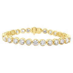 18 Karat Gelbgold Diamant-Tennisarmband mit Lünettenfassung