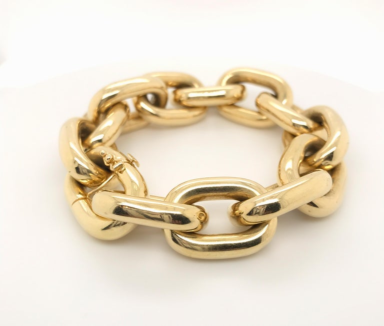 18 Karat Yellow Gold Big Link Chain Bracelet at 1stDibs | big chain ...