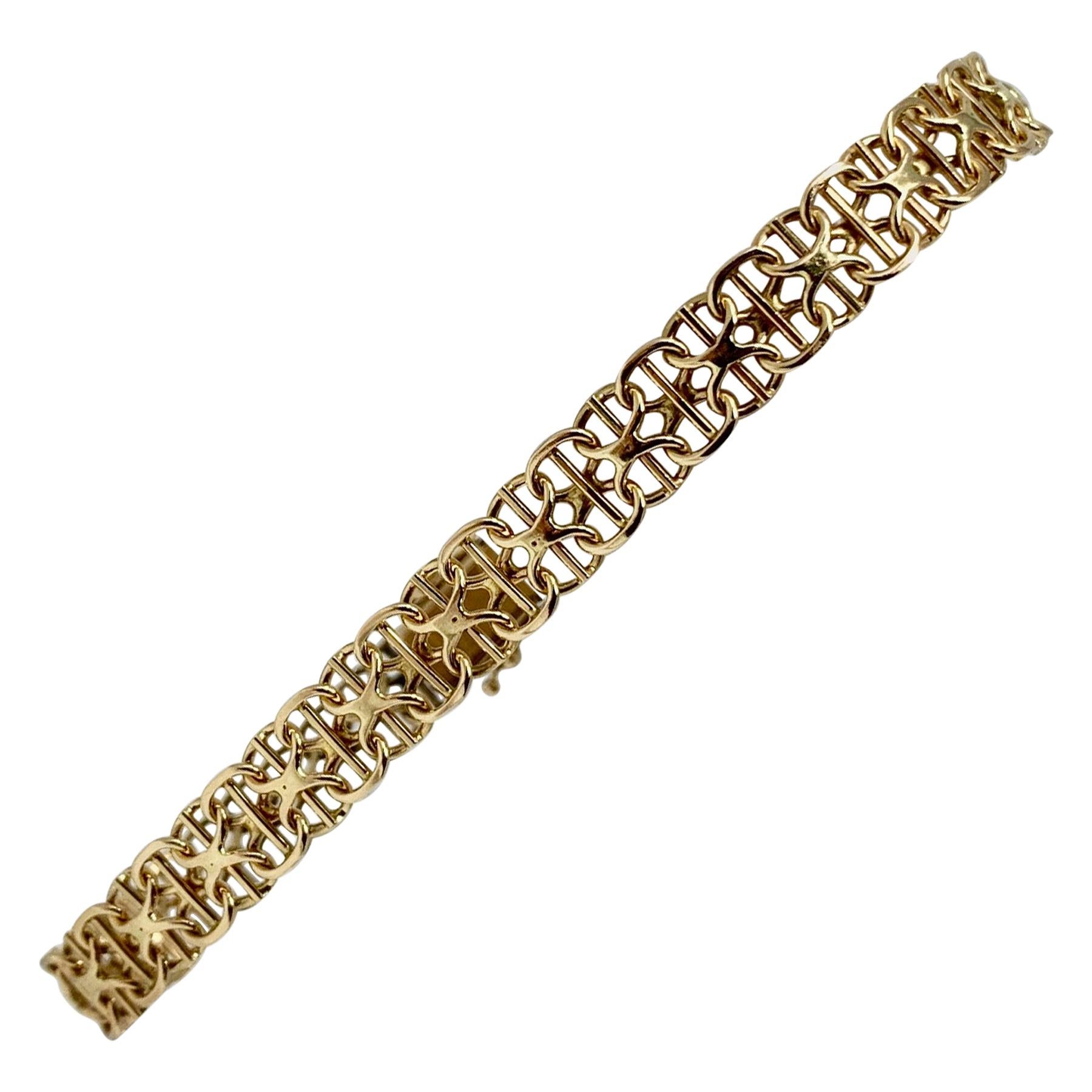 18 Karat Yellow Gold Bismark Link Chain Bracelet