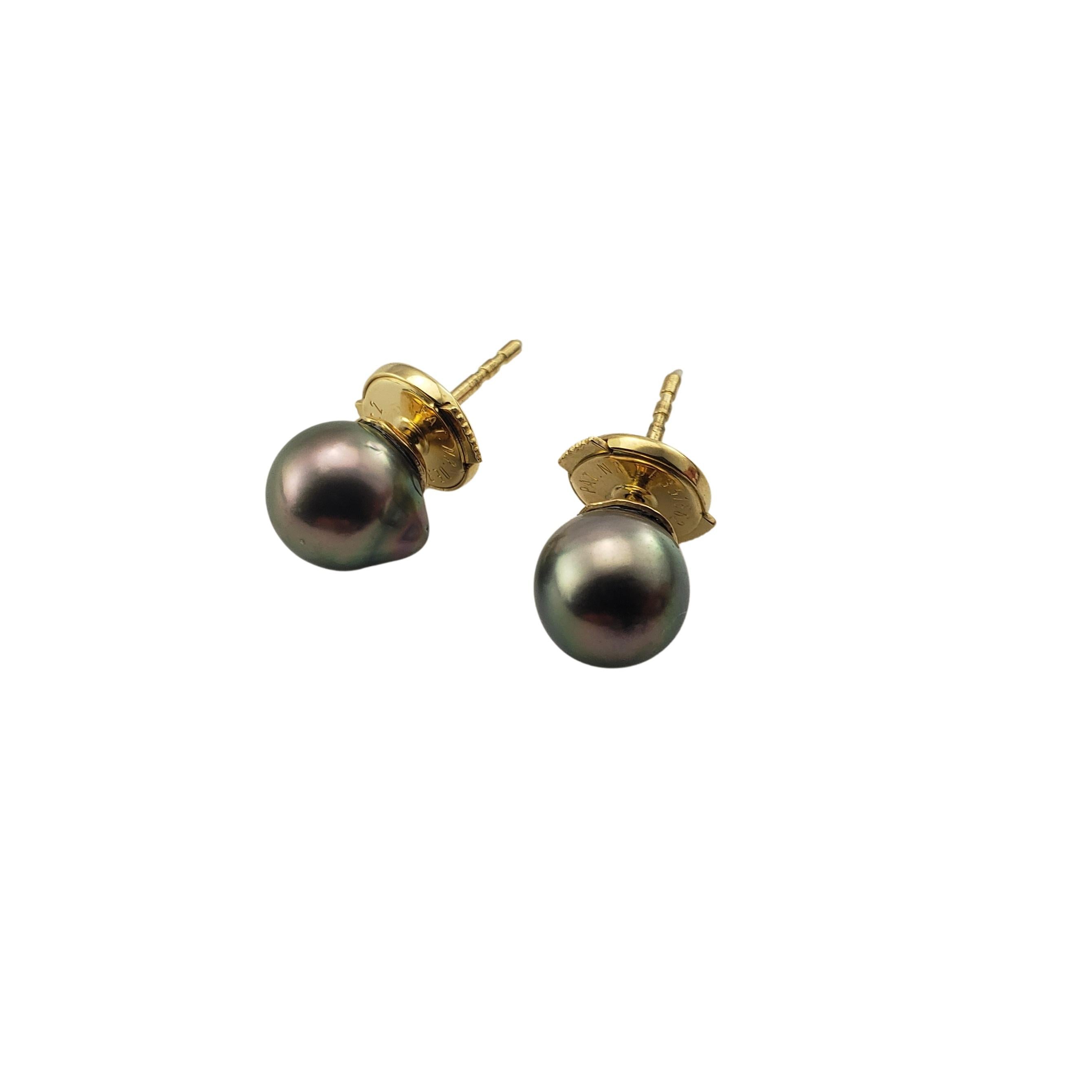 18 Karat Gelbgold Schwarze Barockperlen-Ohrstecker im Zustand „Gut“ in Washington Depot, CT