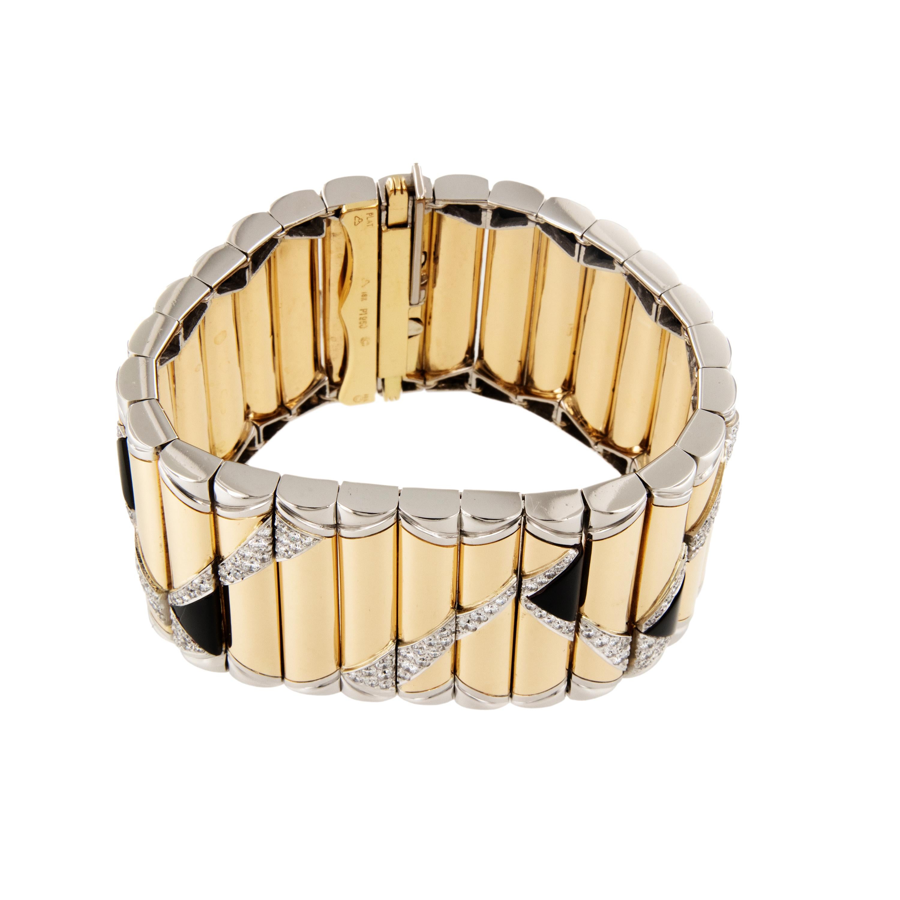 Contemporain Bracelet en or jaune 18 carats avec onyx noir et diamants Michael Bondanza en vente
