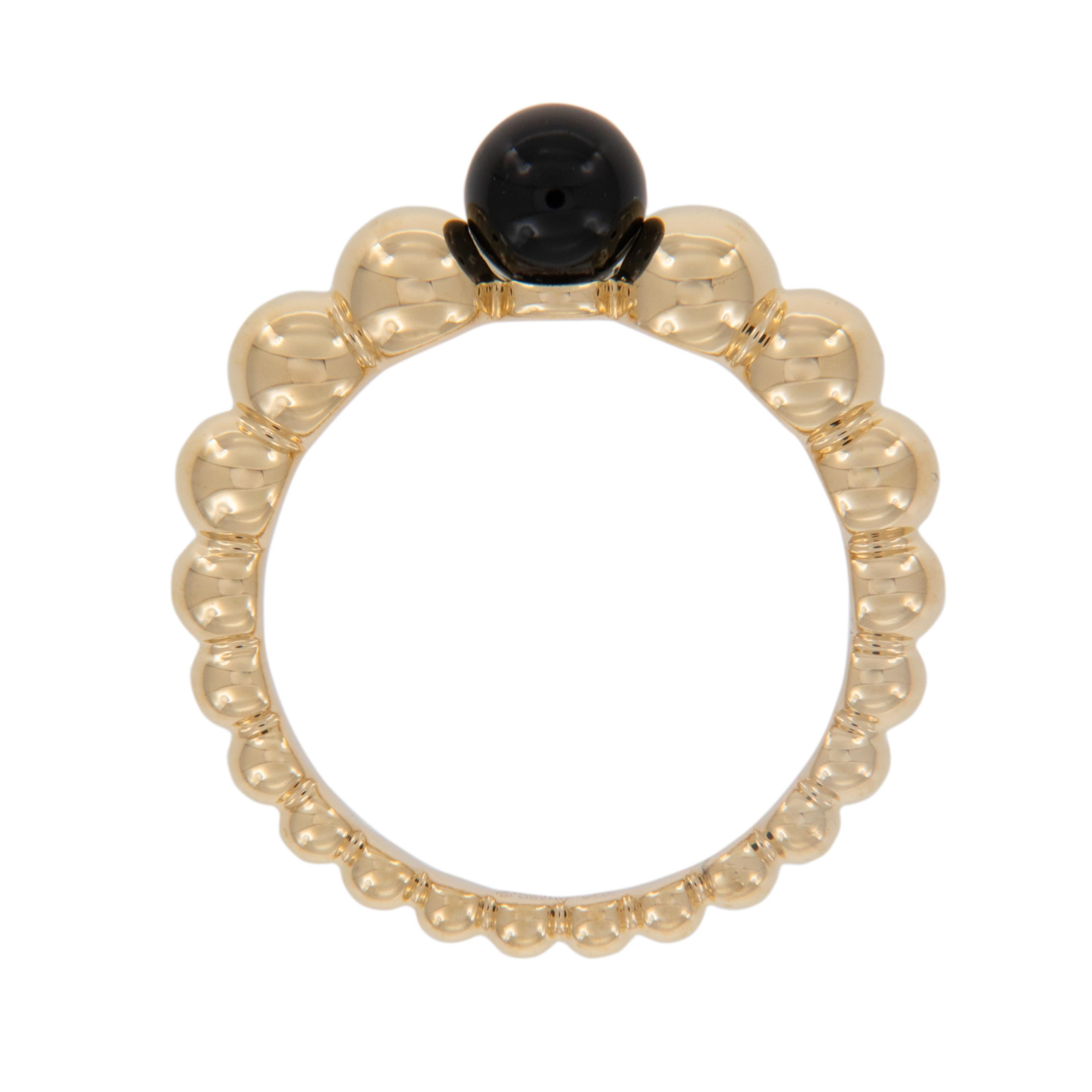Perle Bague de mode en or jaune 18 carats avec onyx noir et perles  en vente