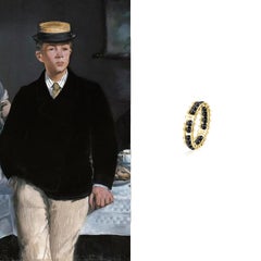 Impressionists Cobalt Black Unisex Ring 18 Karat Yellow Gold Black Onyx