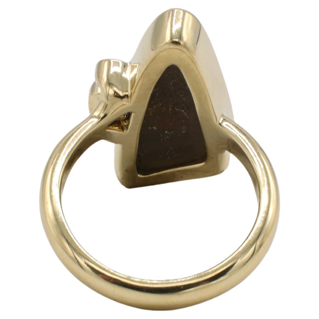 Modern 18 Karat Yellow Gold Black Opal & Natural Diamond Cocktail Statement Ring For Sale