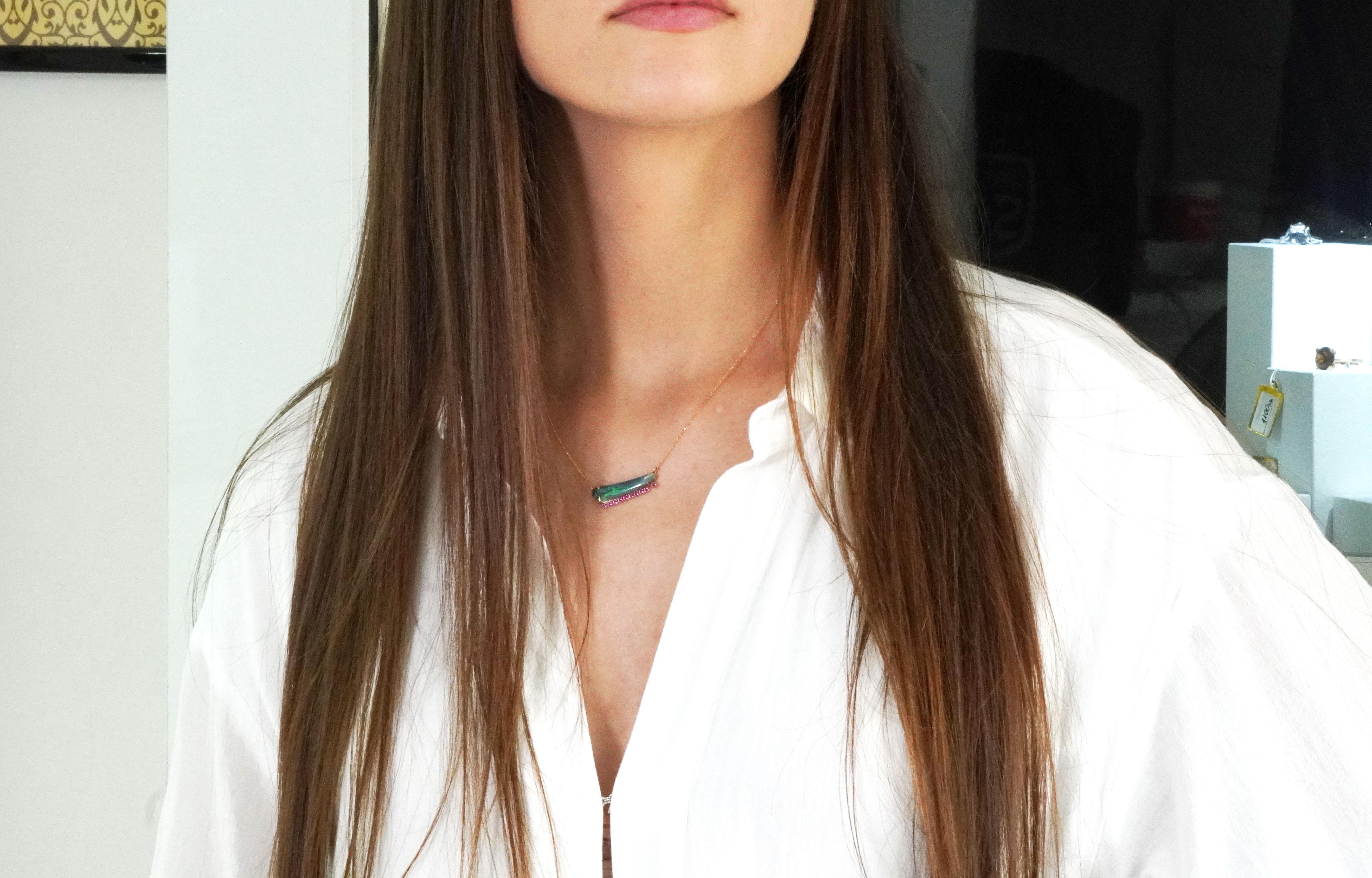 Collar Rubí Ópalo Negro Oro Amarillo 18 Kilates 1