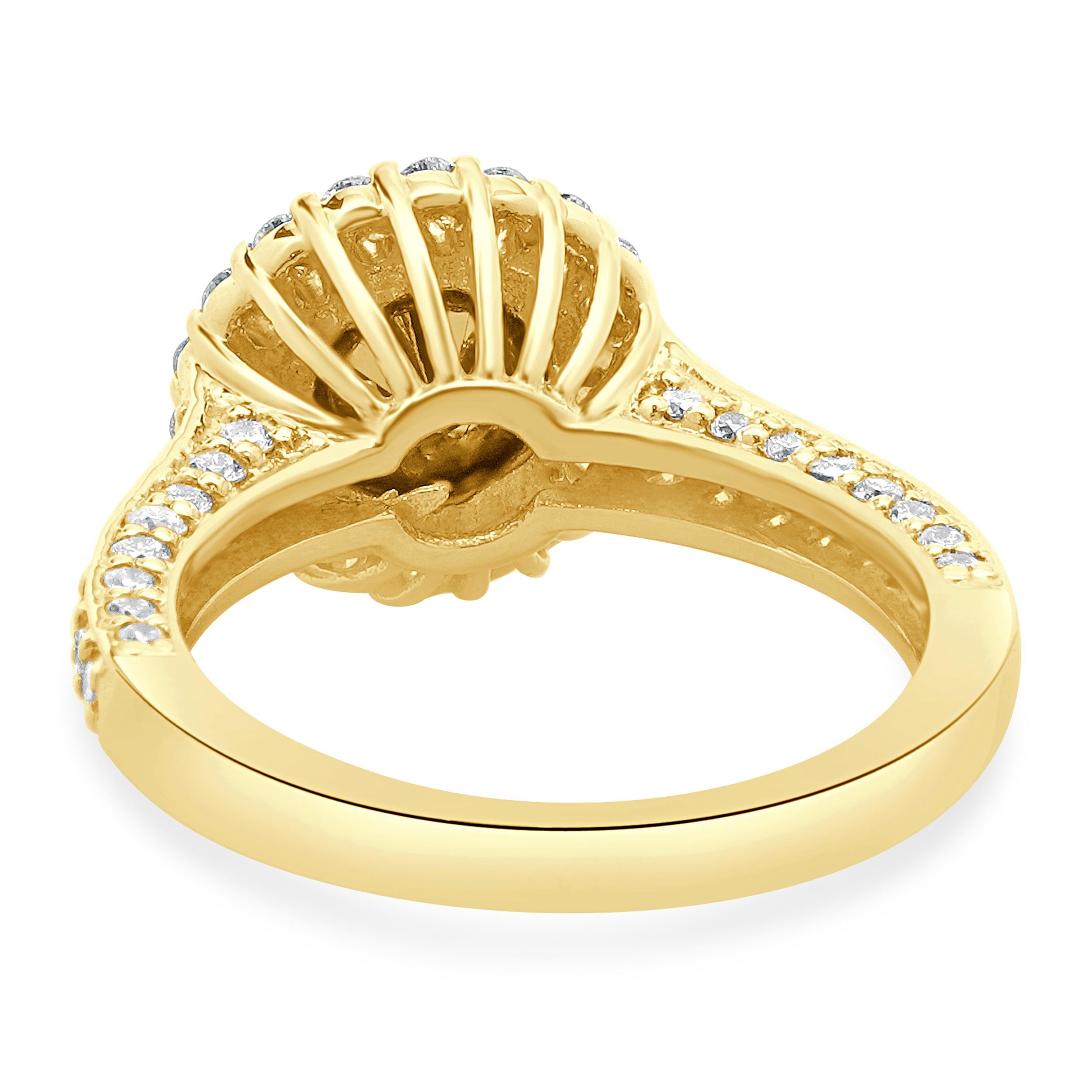 Round Cut 18 Karat Yellow Gold Black Round Brilliant Cut Diamond Engagement Ring For Sale