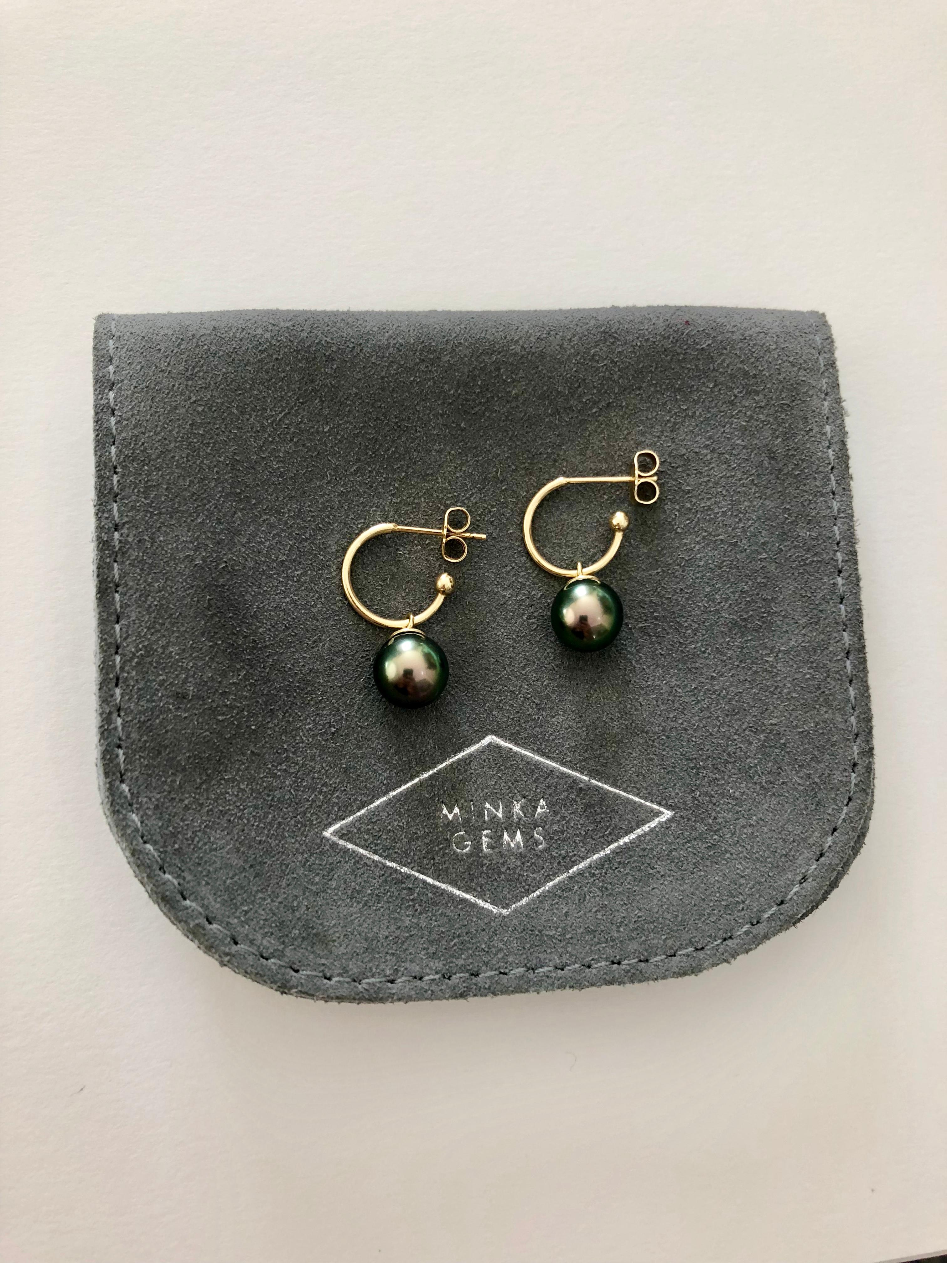 black pearl hoop earrings