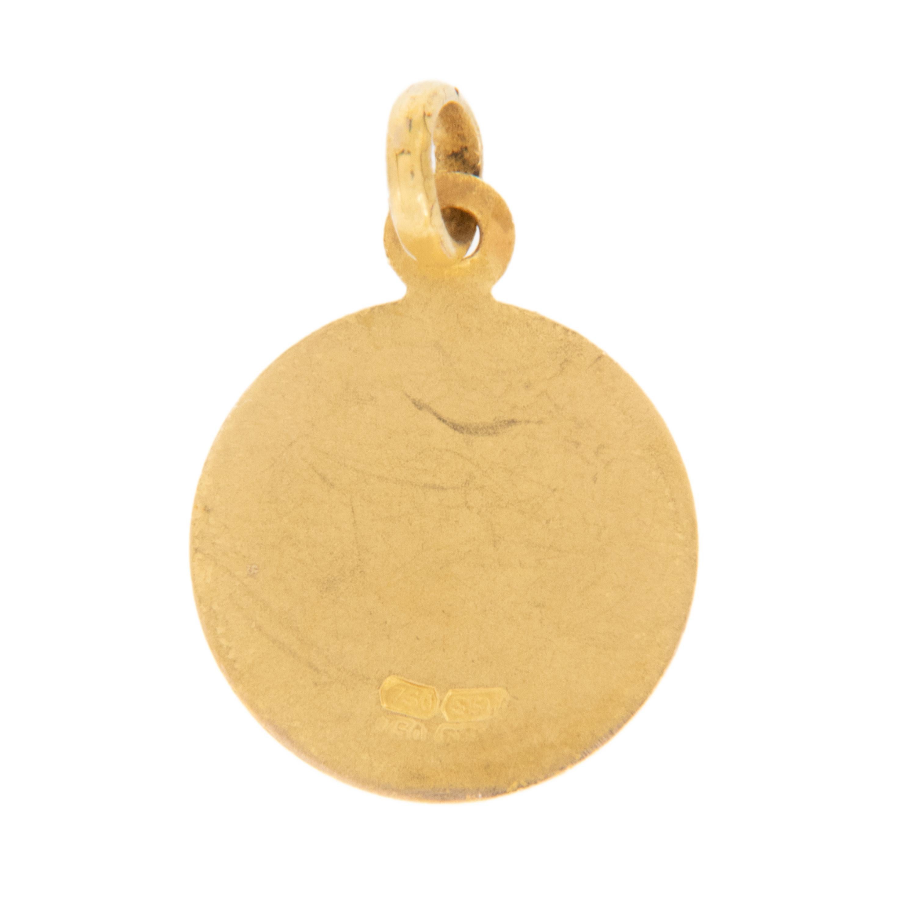 18 Karat Gelbgold Blessed Mary Our Lady of Sorrow Medaillon-Anhänger im Zustand „Hervorragend“ im Angebot in Troy, MI