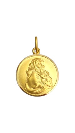 18 Karat Yellow Gold Blessed Mother and Baby Jesus Pendant #21983