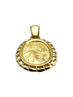 18 Karat Yellow Gold Blessed Mother and Baby Jesus Pendant #23691