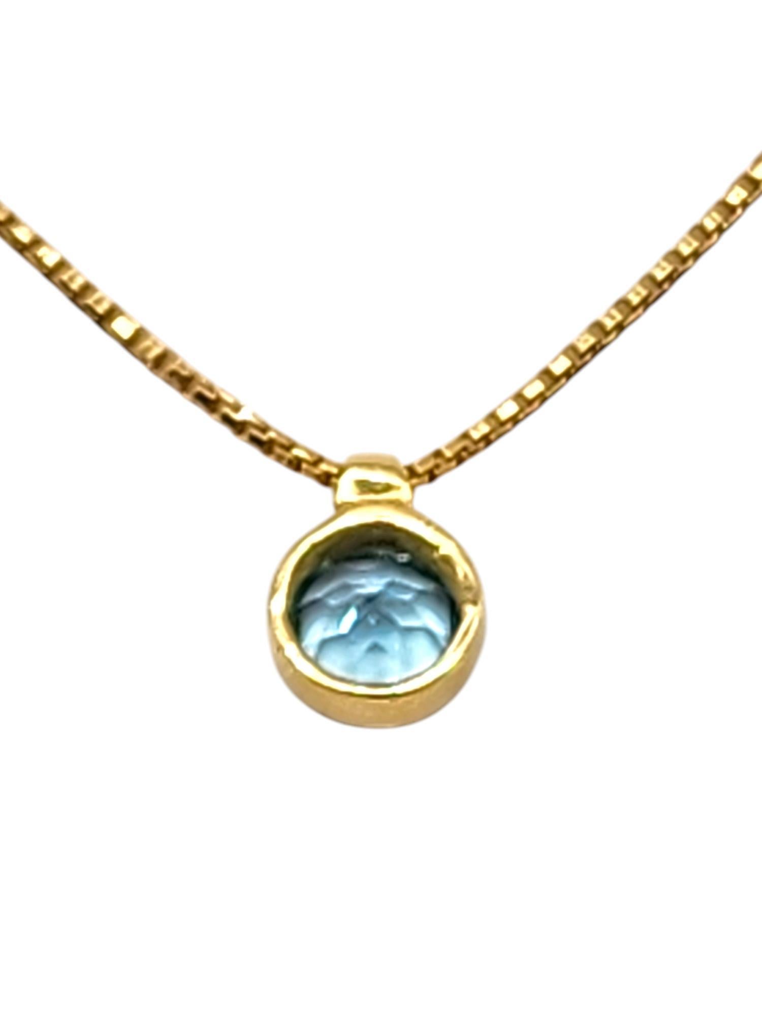 18 Karat Gelbgold Blaue facettierte Stein-Halskette mit Lünette #19980 im Zustand „Gut“ im Angebot in Washington Depot, CT