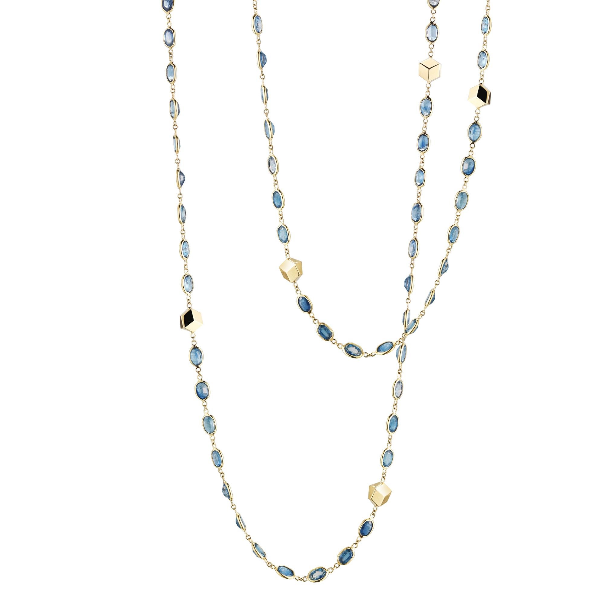 Paolo Costagli 18 Karat Yellow Gold Blue Sapphire Ombré 'Sautoir' Necklace