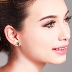 Blue Sapphire Diamond 18 Karat Yellow Gold Bee Stud Earrings