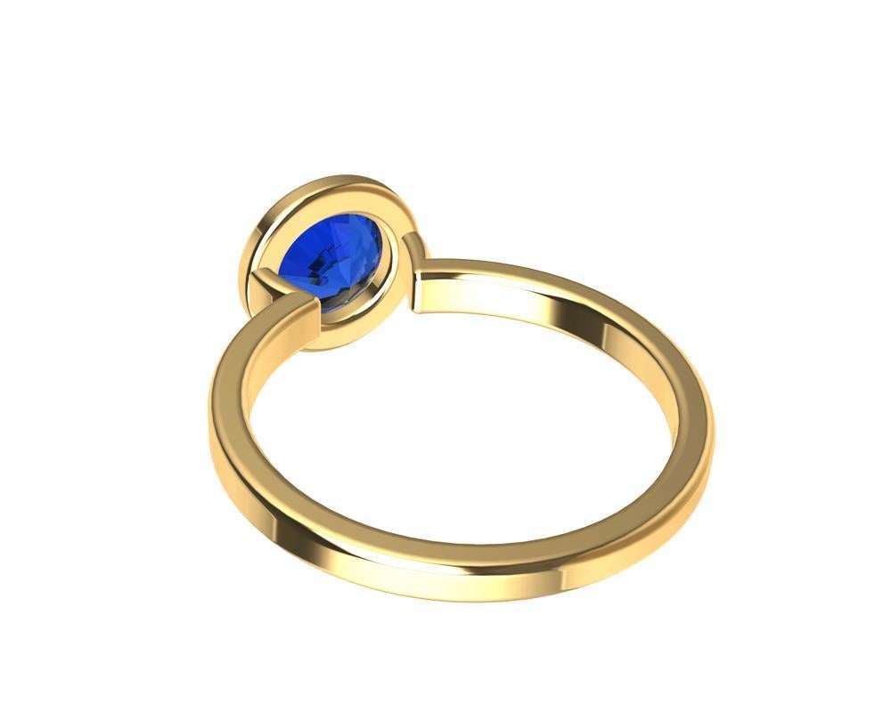 For Sale:  18 Karat Yellow Gold Blue Sapphire Ring 10