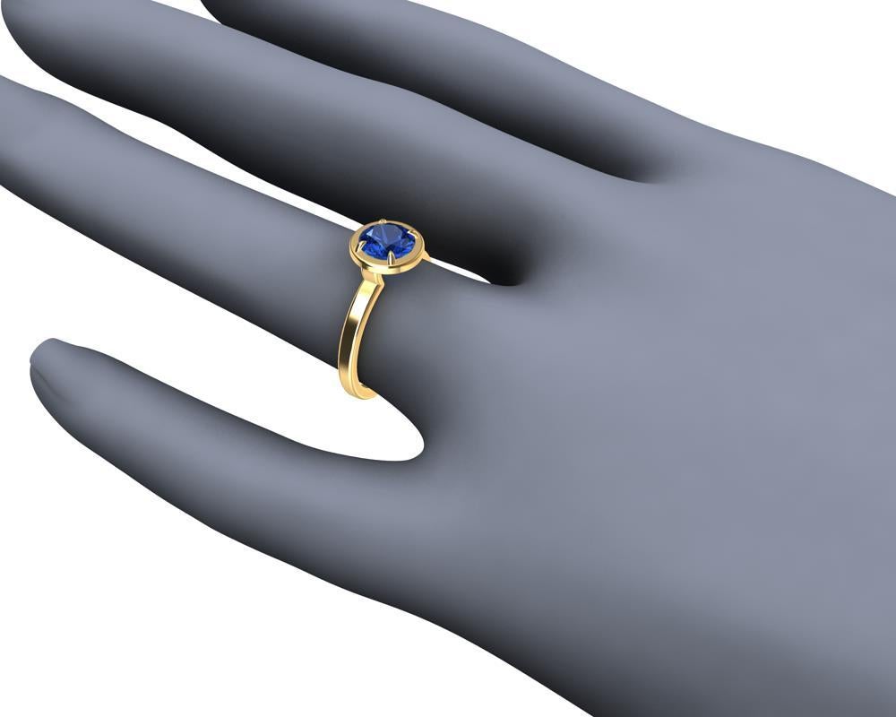For Sale:  18 Karat Yellow Gold Blue Sapphire Ring 5