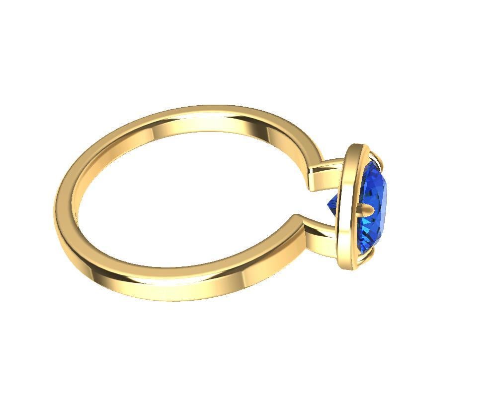 For Sale:  18 Karat Yellow Gold Blue Sapphire Ring 8
