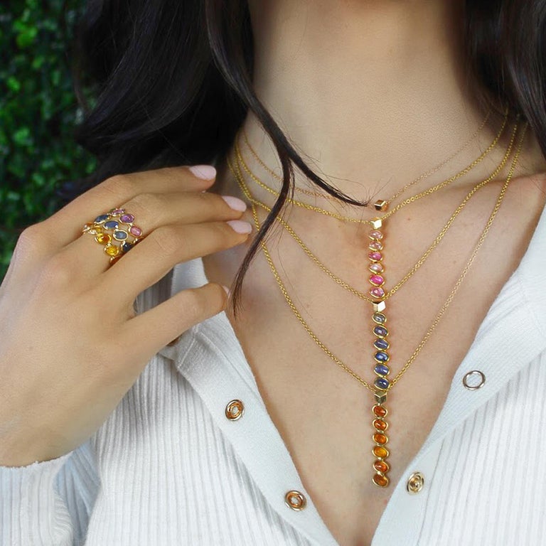 Paolo Costagli 18 Karat Yellow Gold Blue Sapphires Ombré Pendant