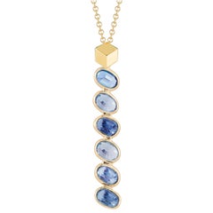 Paolo Costagli 18 Karat Yellow Gold Blue Sapphires Ombré Pendant Necklace