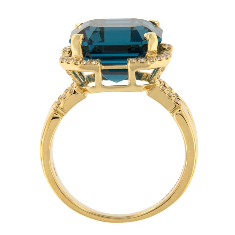 Blue Topaz & 18k Gold Gossip Ring