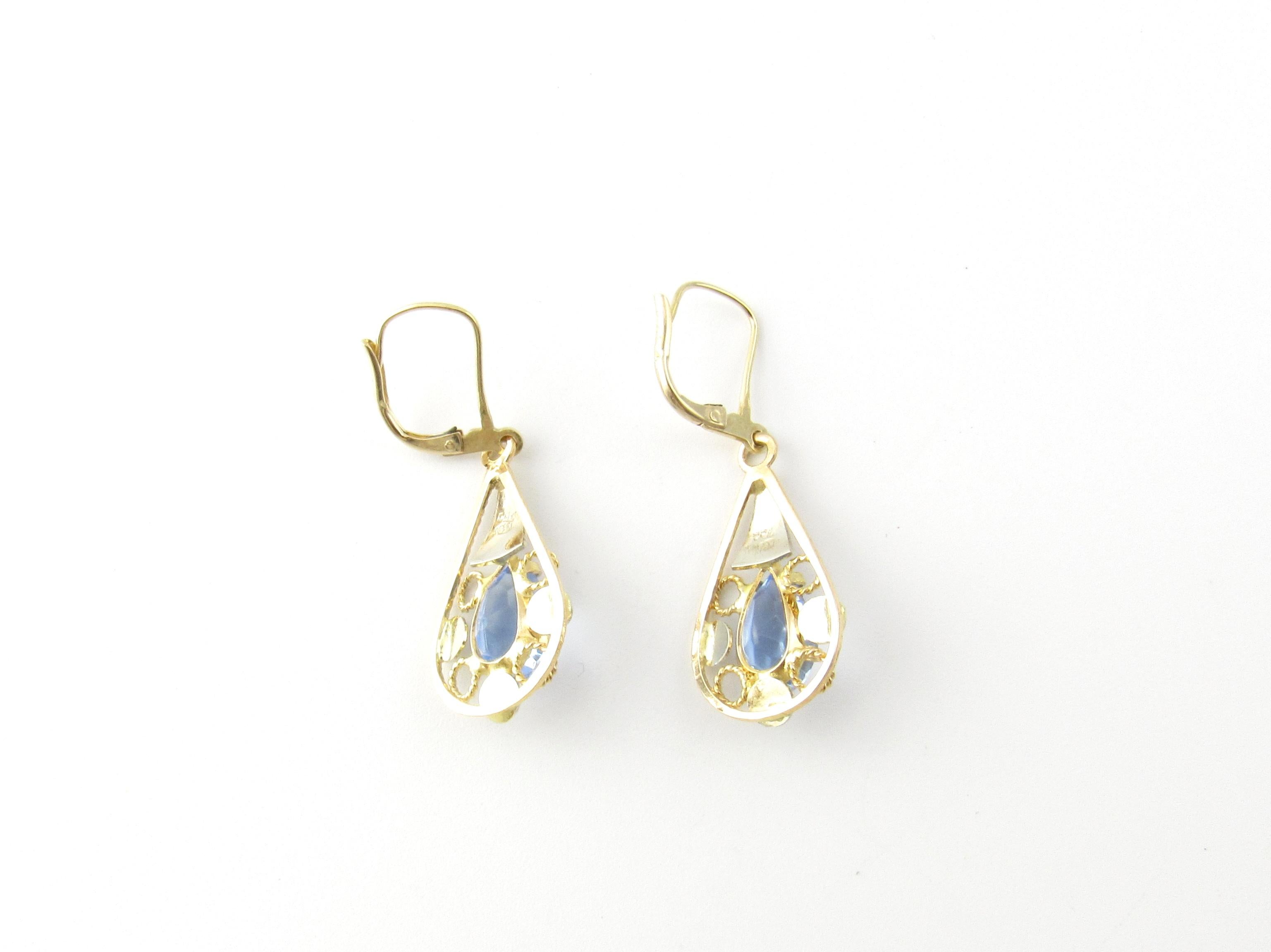 Women's 18 Karat Yellow Gold Blue Topaz Earrings