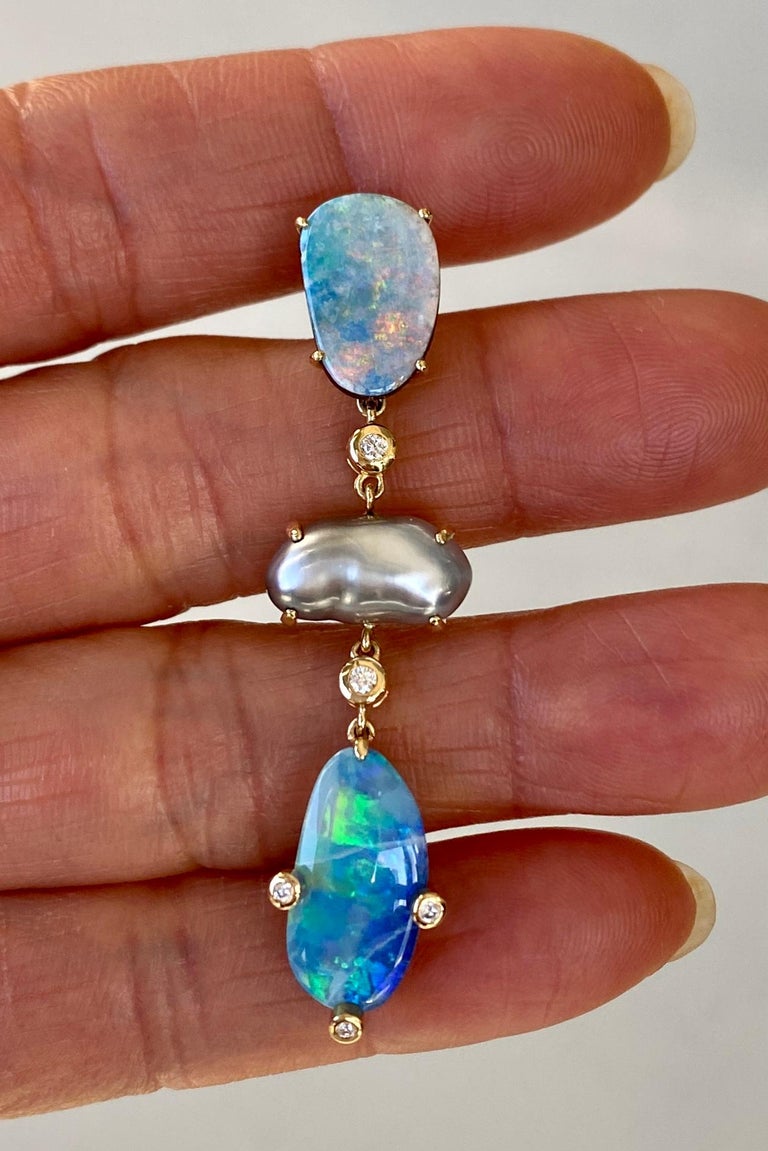 4Ct Oval Fire Opal & Diamond Drop Earrings, 925 Sterling Silver With Yellow Finish, Dangle Style For Women