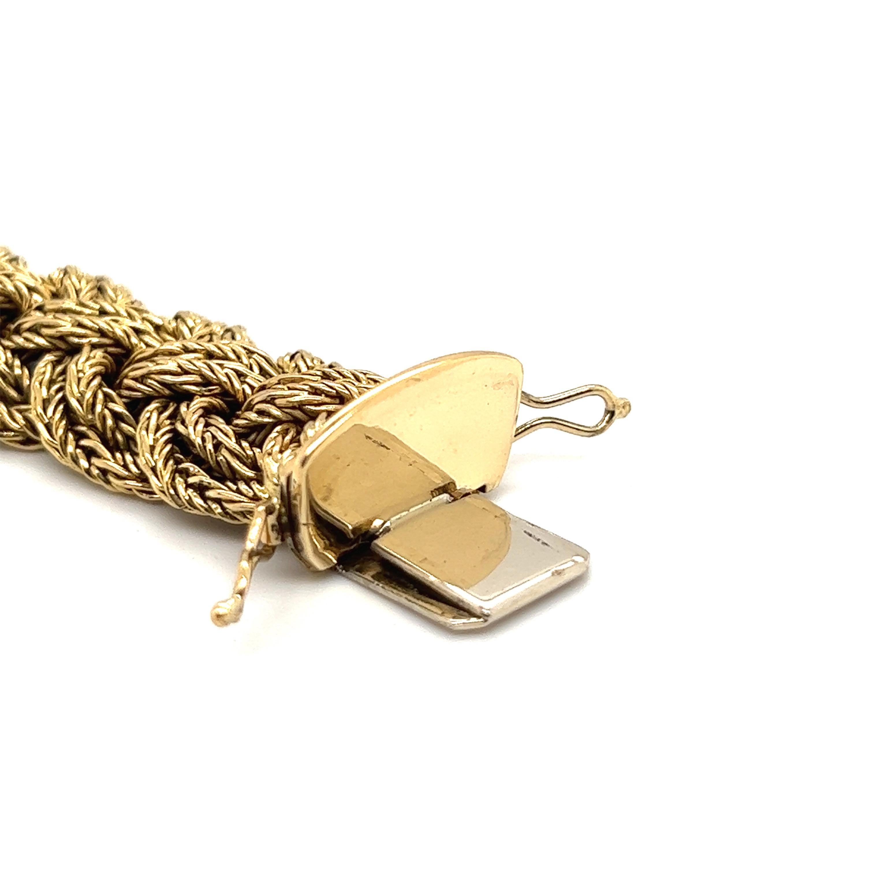 Bracelet en or jaune 18 carats avec motif tressé Unisexe en vente