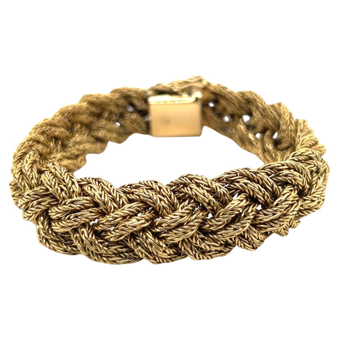 18 Karat Yellow Gold Bracelet with Braided Pattern For Sale at 1stDibs ...