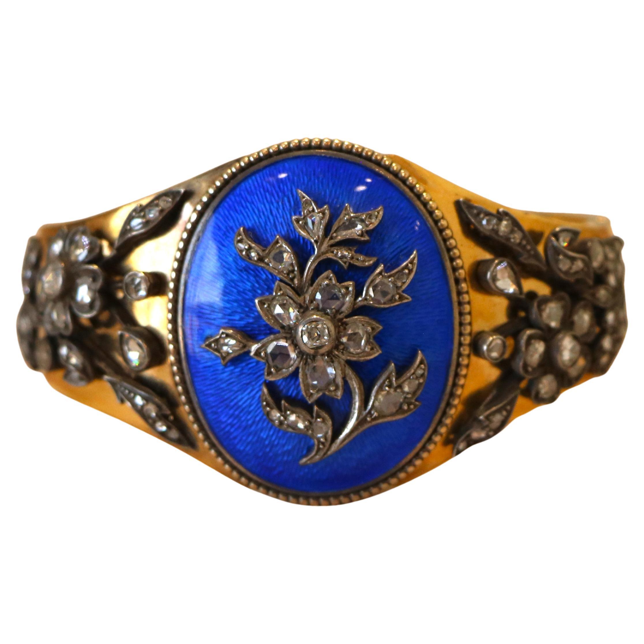 18-karat yellow gold bracelet with enamel and diamonds