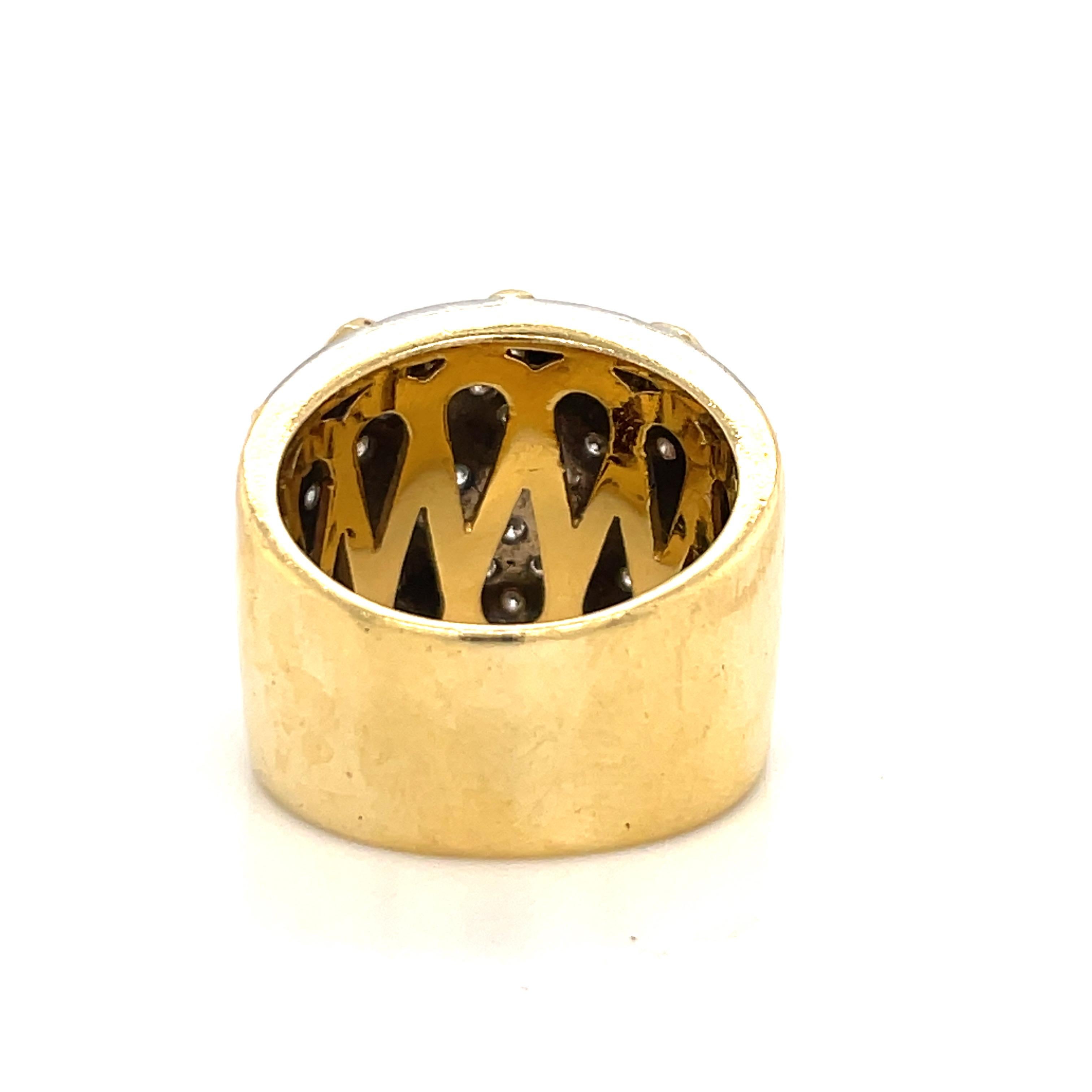 18 Karat Yellow Gold Braided Diamond Wide Ring 1.02 Carats For Sale 2