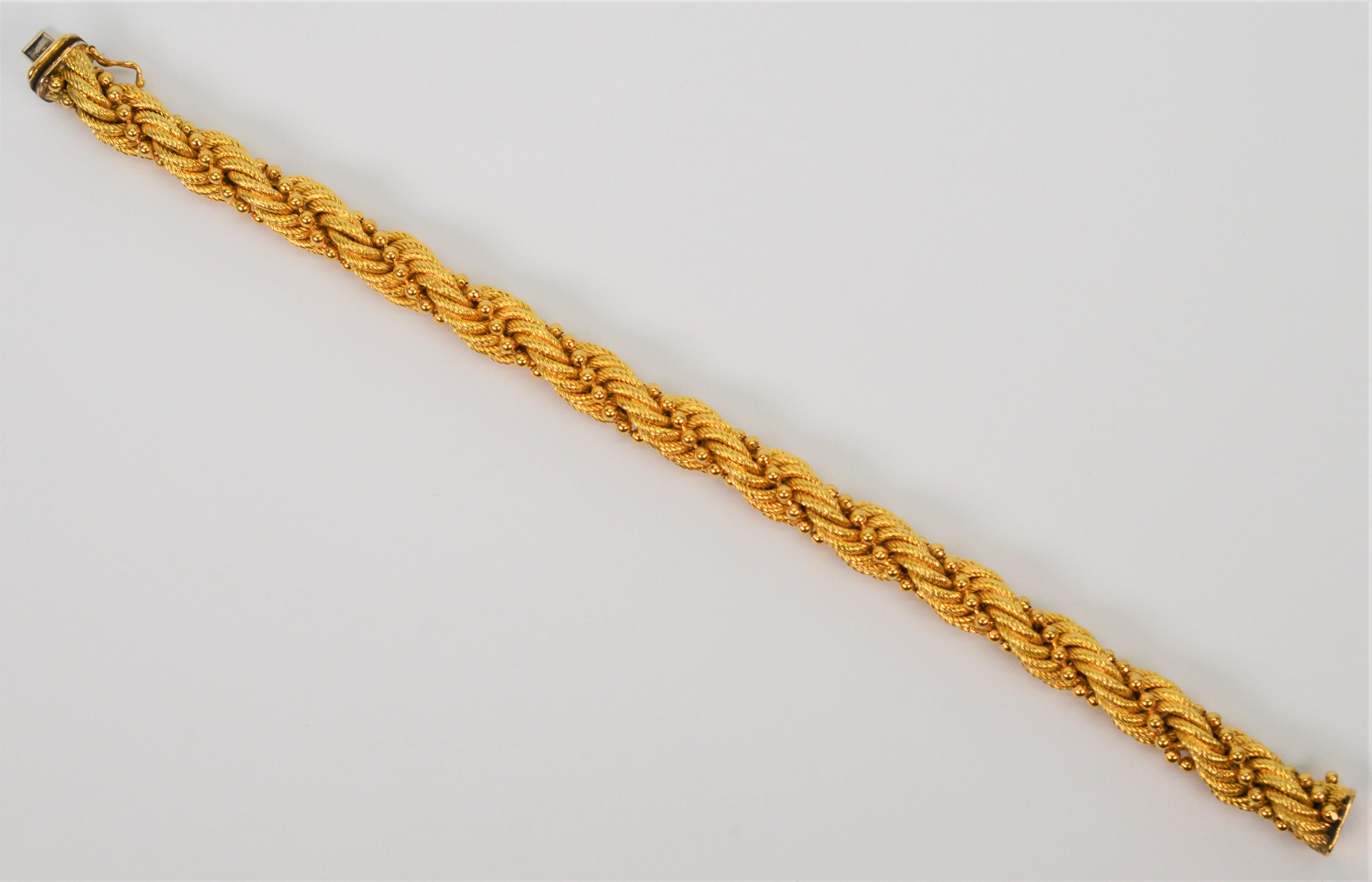 Armband aus 18 Karat Gelbgold mit geflochtenem Seildrehungsarmband im Angebot 1