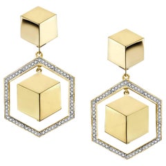 Paolo Costagli 18 Karat Yellow Gold Brillante Earrings with Diamonds, 0.85 Carat